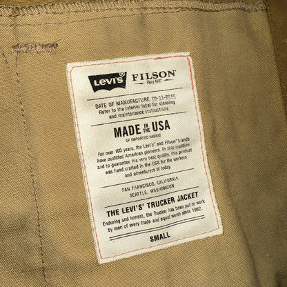 Filson x Levis Tin Cloth Trucker Jacket Men’s Small Tan Made In USA VTG Oil