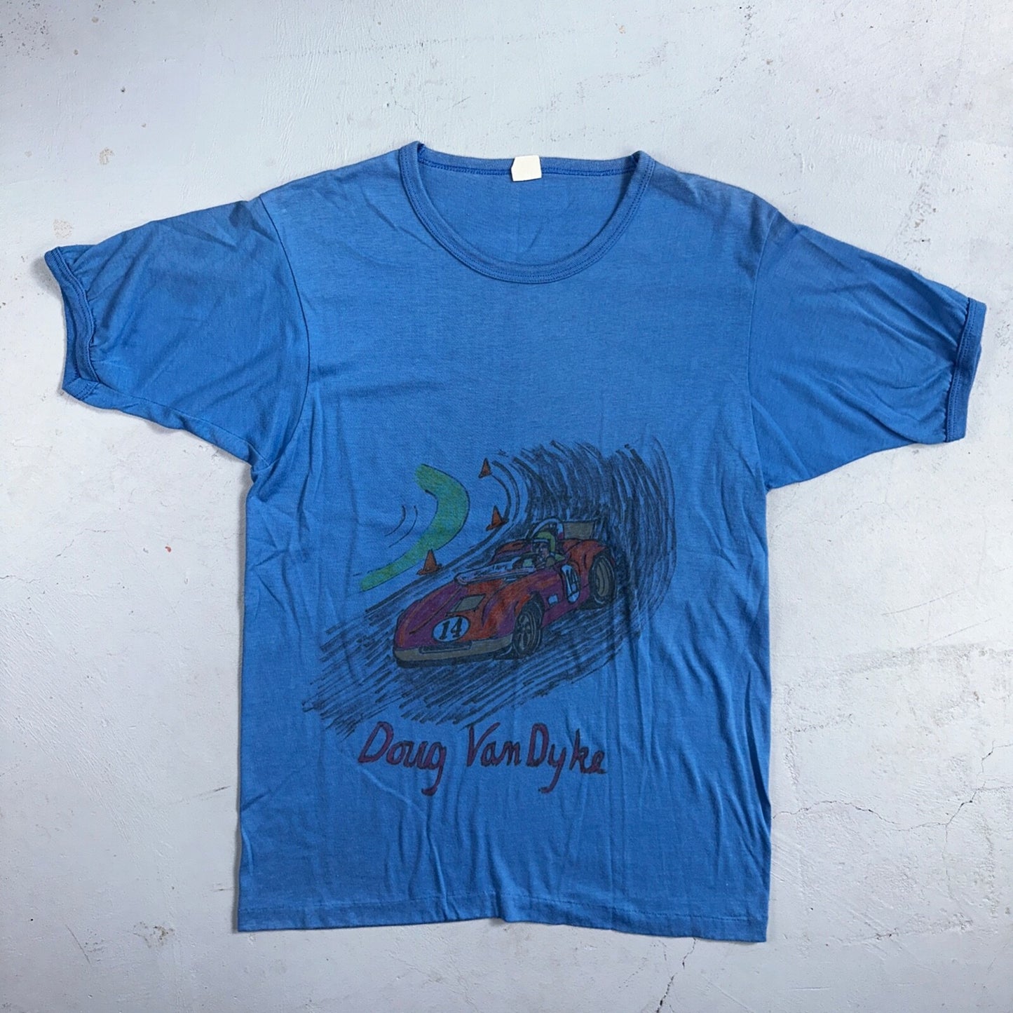 Hand Drawn 70s Class D Racing 14 VTG T Shirt 1970s Rare One Of A Kind Nascar