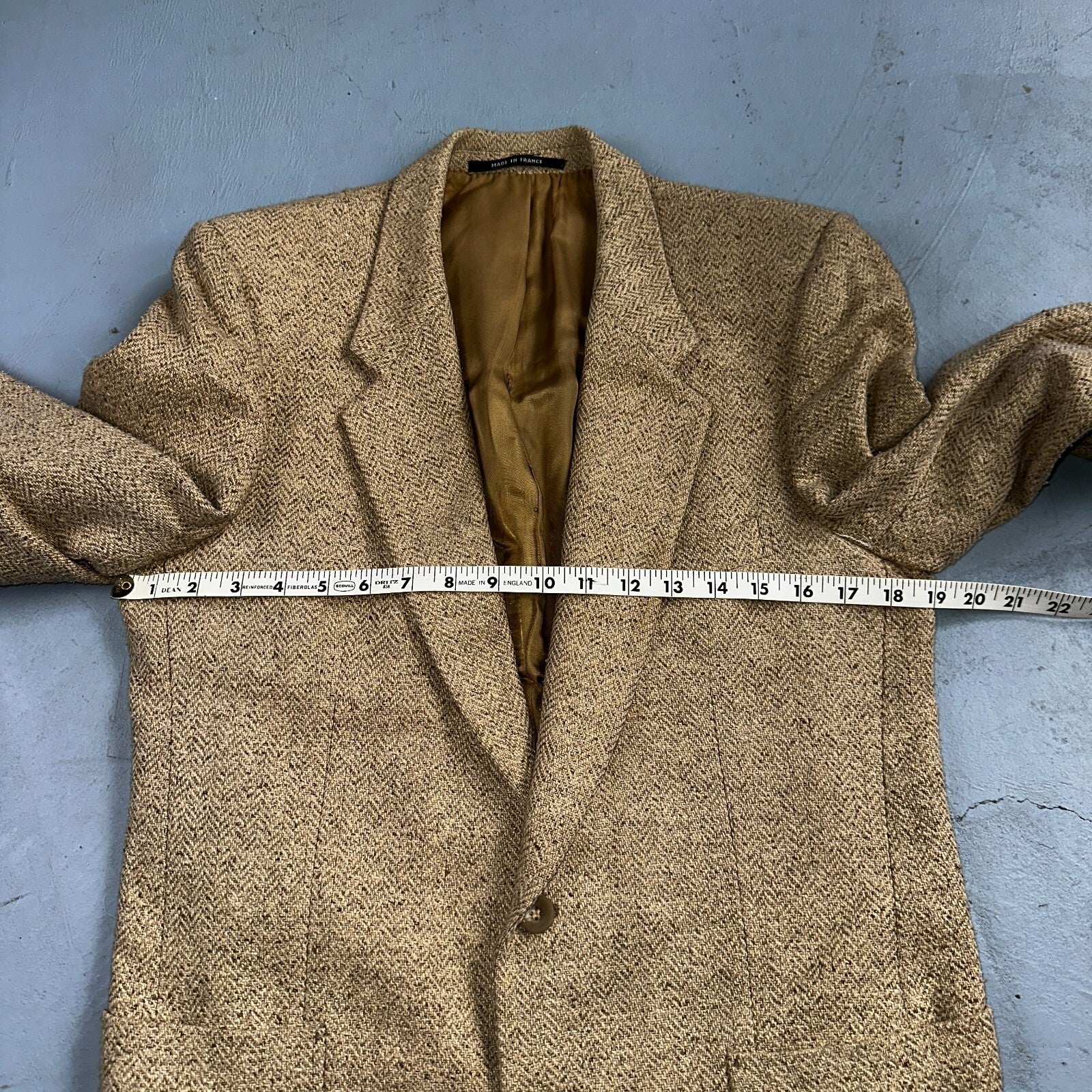 YSL Yves Saint Laurent Vintage Beige Tweed Jacket 38 Blazer Coat France Suit 80s