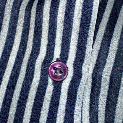 Vintage 1980s Act III Striped Check Blue White Coquette Romantic Shirt US Button