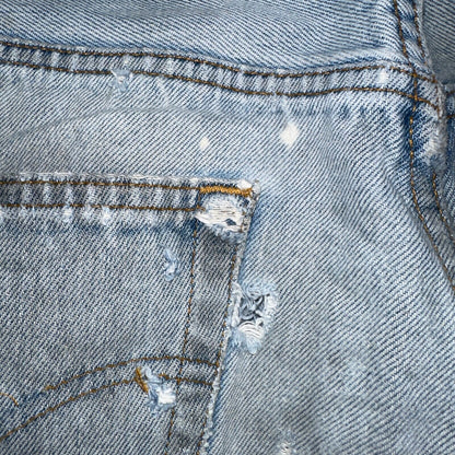 Levis 501 Vintage 90s USA XX Straight Leg Jeans Blue Thrashed 34x34 Act 33x32
