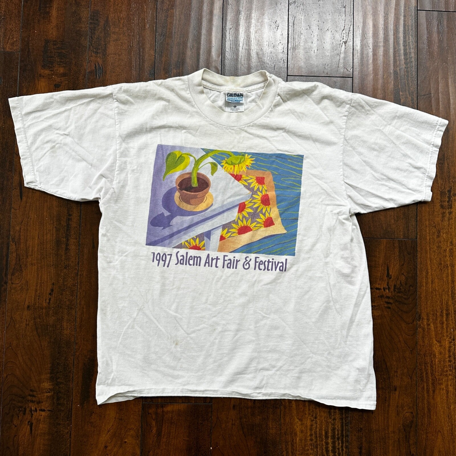 Art Sunflower 1997 VTG T Shirt Salem Oregon Fair Festival PDX Portland Music