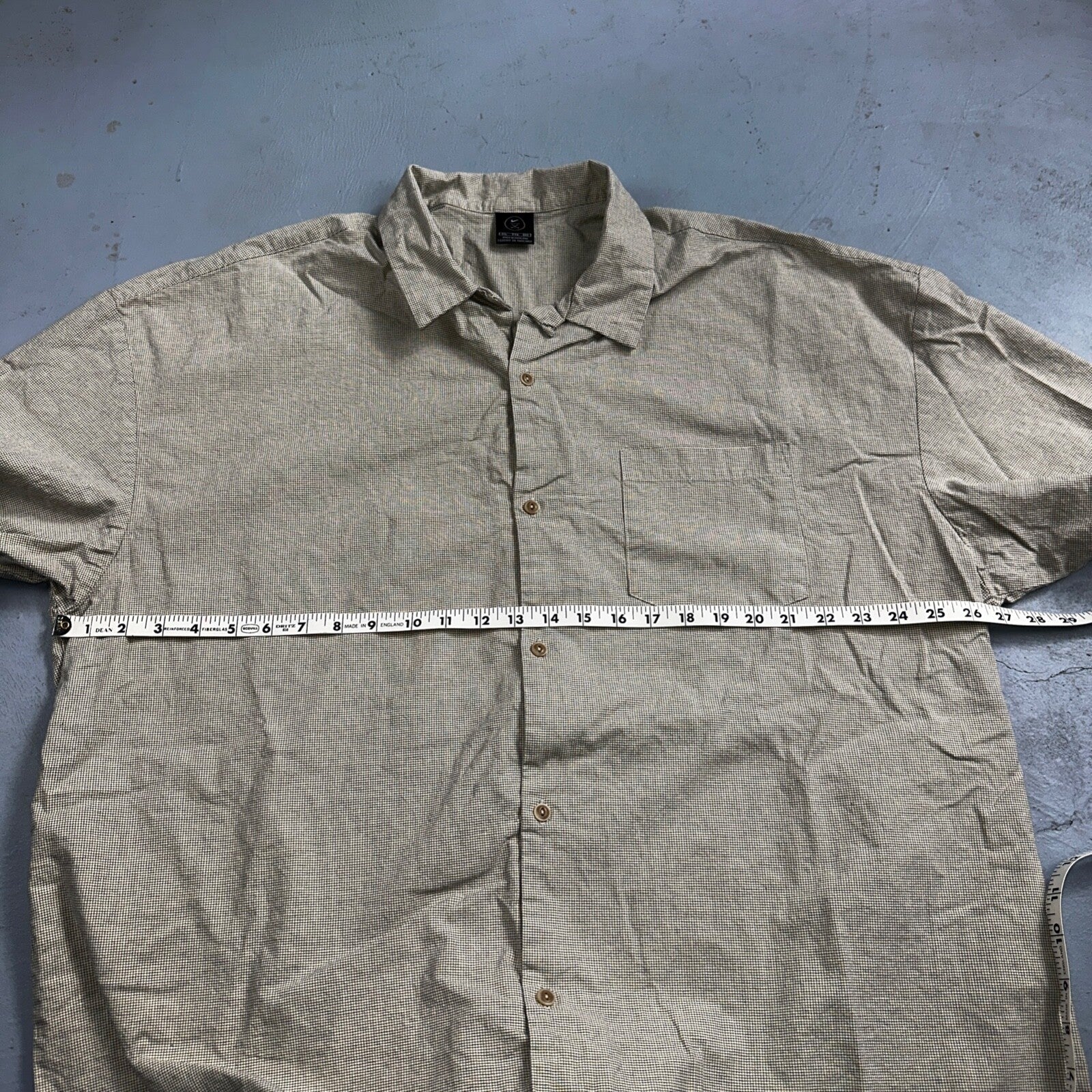 Nike Golf Tiger Woods Button Up Hawaiian Plaid Men's 2XL Shirt Gray Down Basic