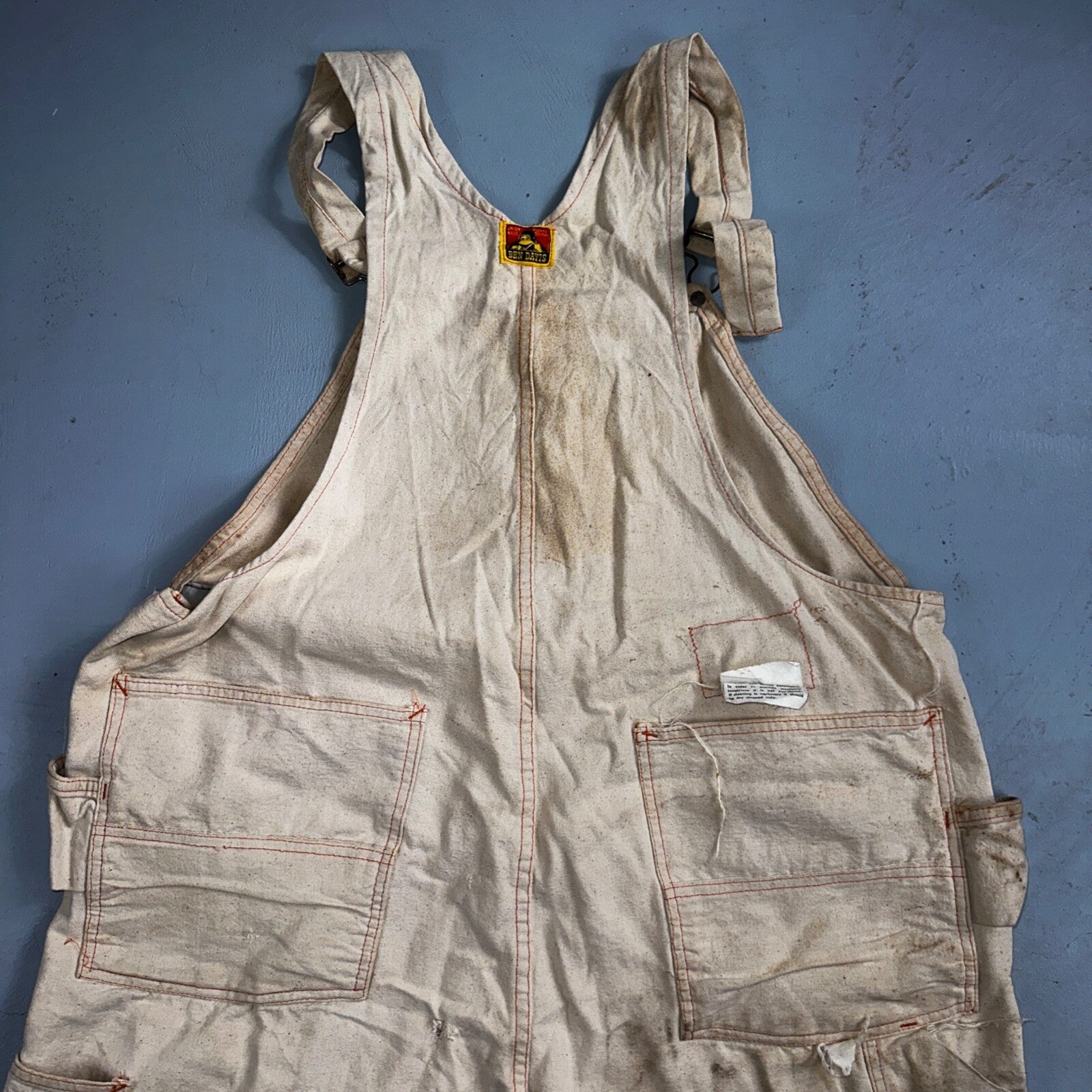 Ben Davis Vintage 60s Yellow Tag Canvas Overalls Pants Union 1960s USA Thrashed