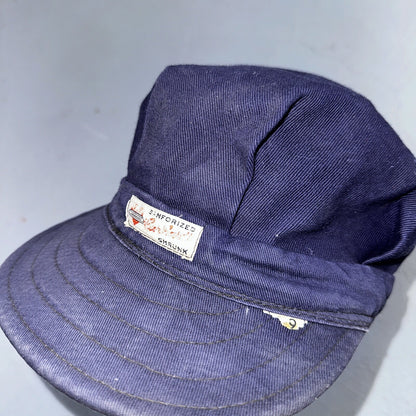 Vintage 1960s 60s Carhartt Union Workwear Engineer Cap Hat Conductor Heart Logo