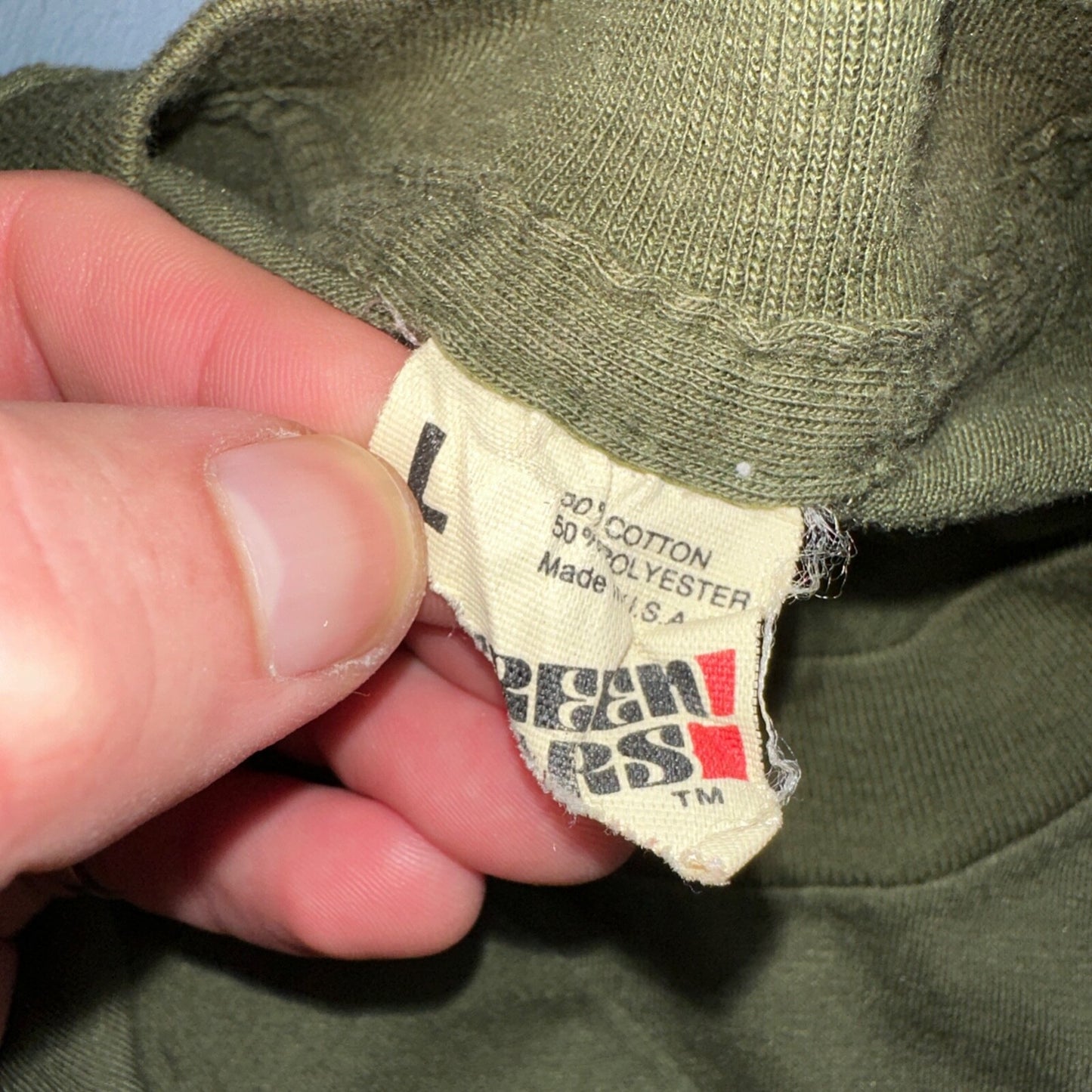 MASH Army Screen Stars 80s VTG T Shirt Sun Run 4077 Green Hot Rods Cool Large