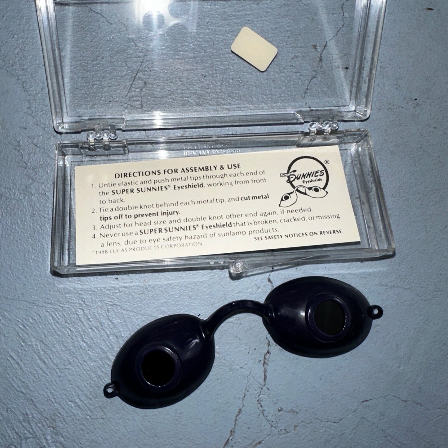 Vintage 1986 LUCAS Super Sunnies Eyeshields Navy Tanning Bed Protection Eyewear