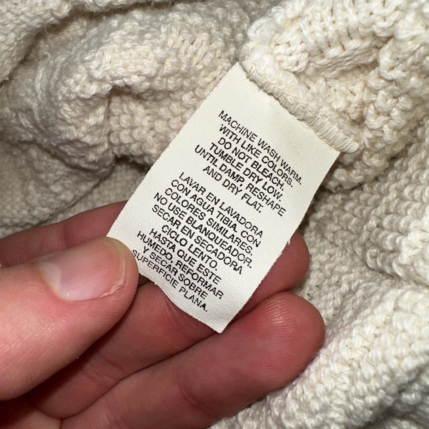 Towncraft VTG 80s 100% Cotton Made In USA Ivory Square Knit Sweater Sz L