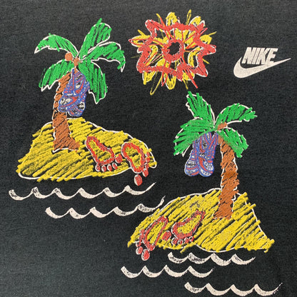 Nike Vintage T Shirt Mens Palm Tree Beach Sandals Florida Beach Summer 80s Black
