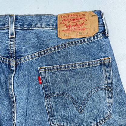 Levis 501 Vintage 90s XX Straight Leg Jeans Y2K Med Wash 36x34 Act 34x33