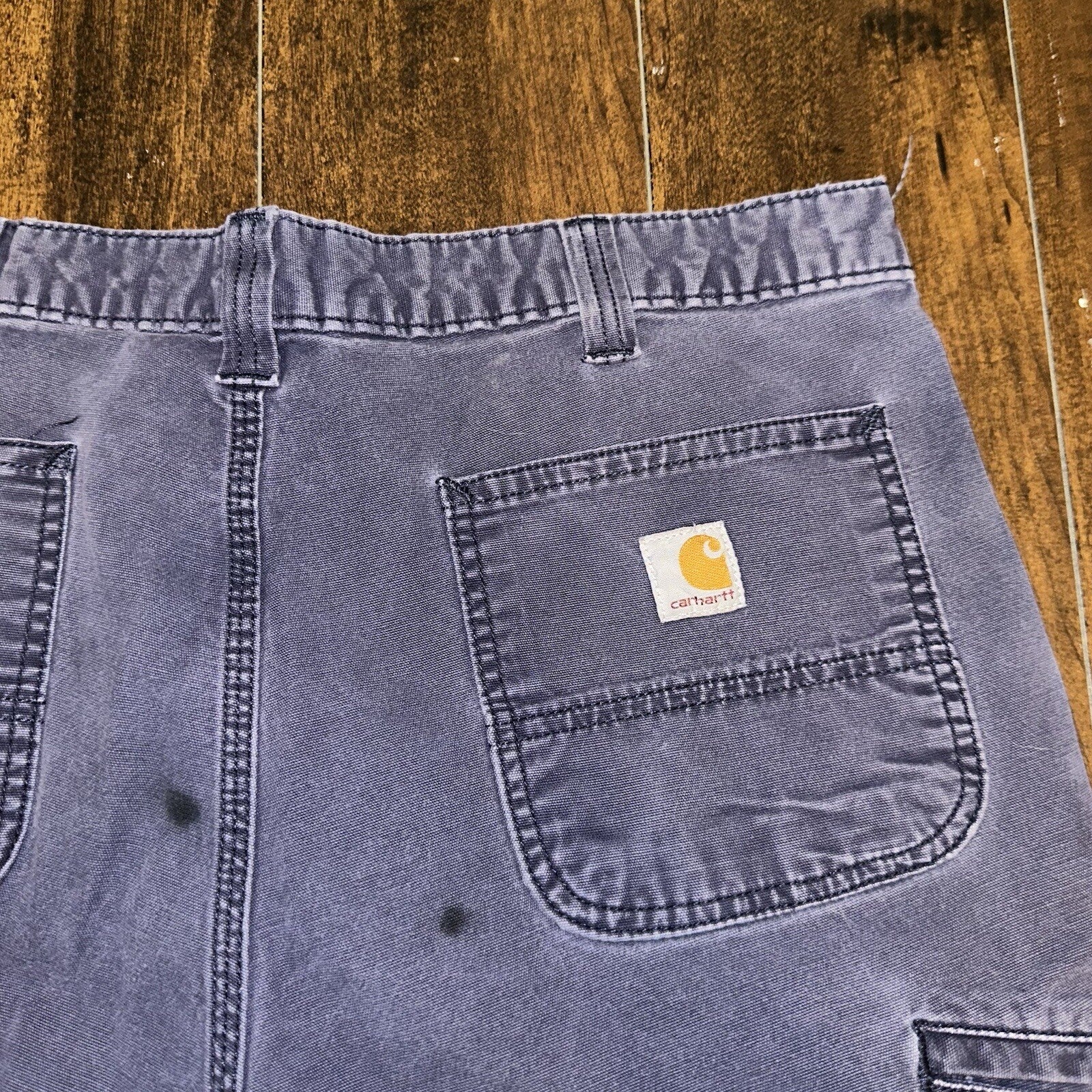 Carhartt Rugged Flex Relaxed Fit Canvas Work Pant Mens 38x36 Navy 102291-412 VTG