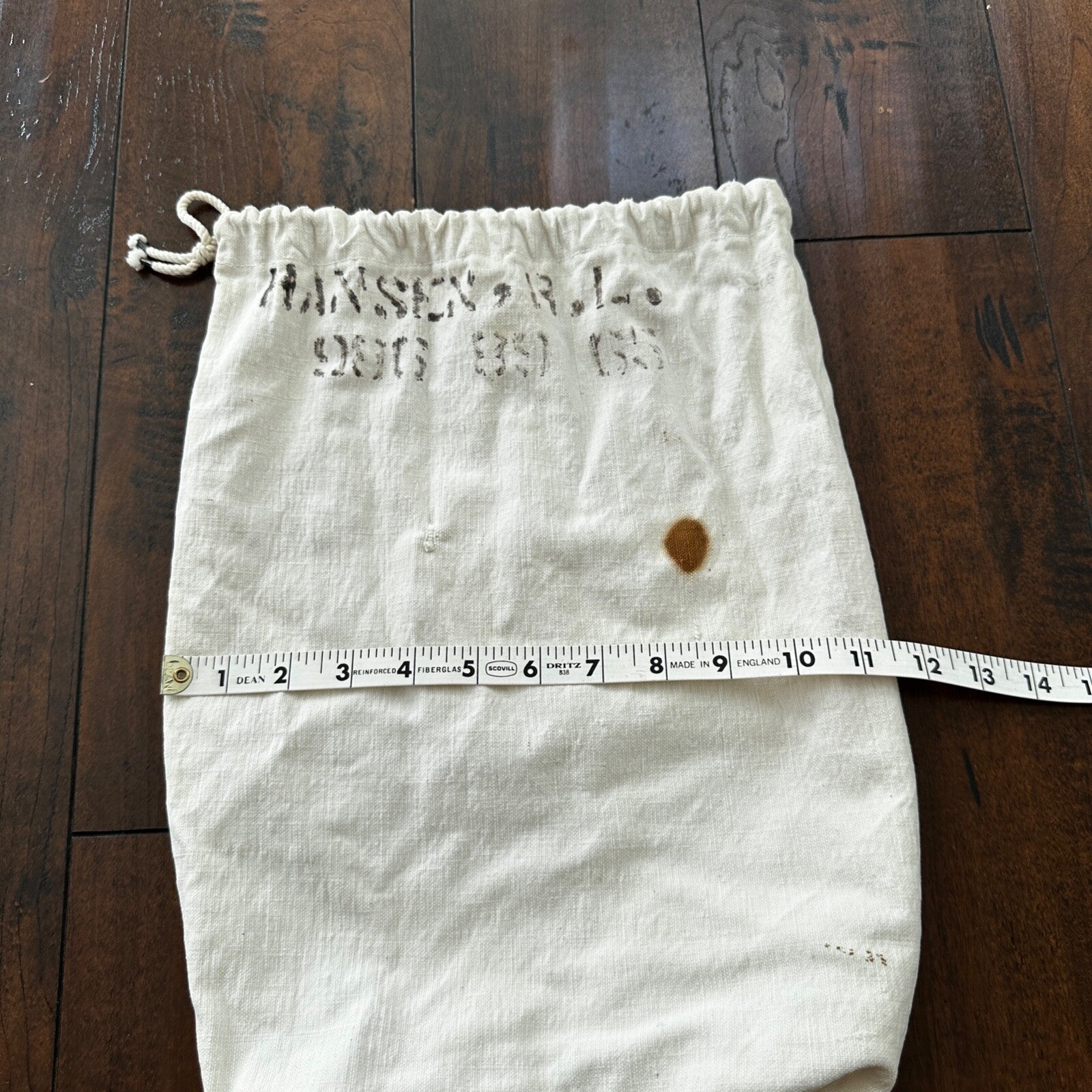 VTG WWII Canvas Garment Laundry Bag White Military Denim 1940s 40s 50s Stencil