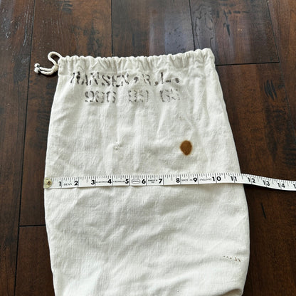 VTG WWII Canvas Garment Laundry Bag White Military Denim 1940s 40s 50s Stencil