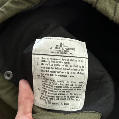 US MILITARY Small JACKET COAT SUIT CHEMICAL PROTECTIVE ARMY GREEN 70s Vtg WWII
