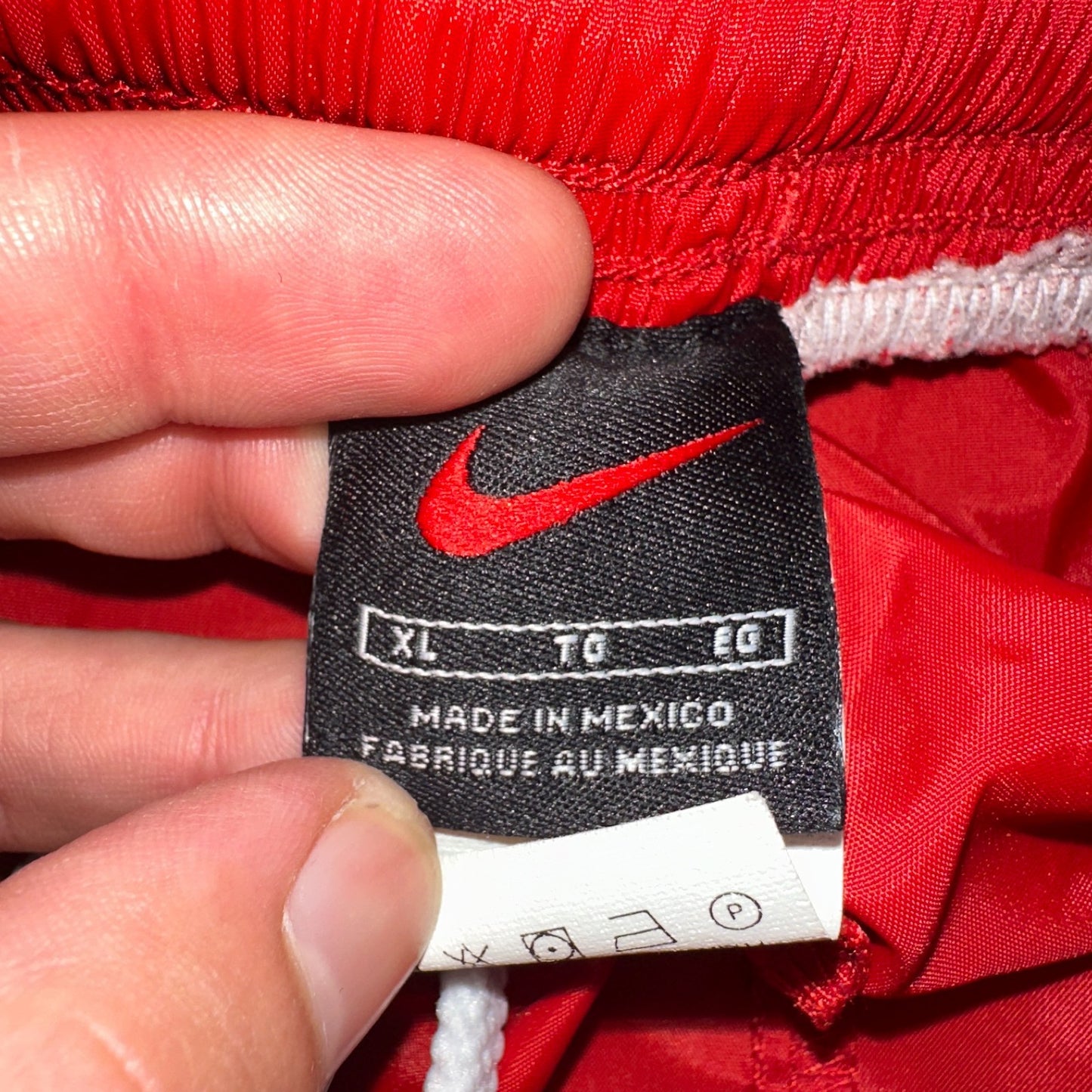 Nike Vintage Red Nylon Shorts Swoosh XL 90s Black Tag 6” Inseam Running Swim