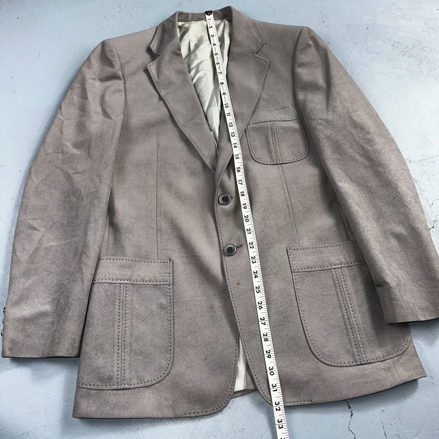 VTG Mens Suit 38 Jacket Sport Coat Rockabilly 60s 70s Suede Gray Disco The Knack