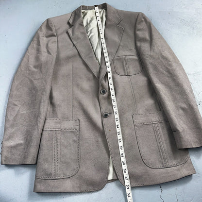 VTG Mens Suit 38 Jacket Sport Coat Rockabilly 60s 70s Suede Gray Disco The Knack