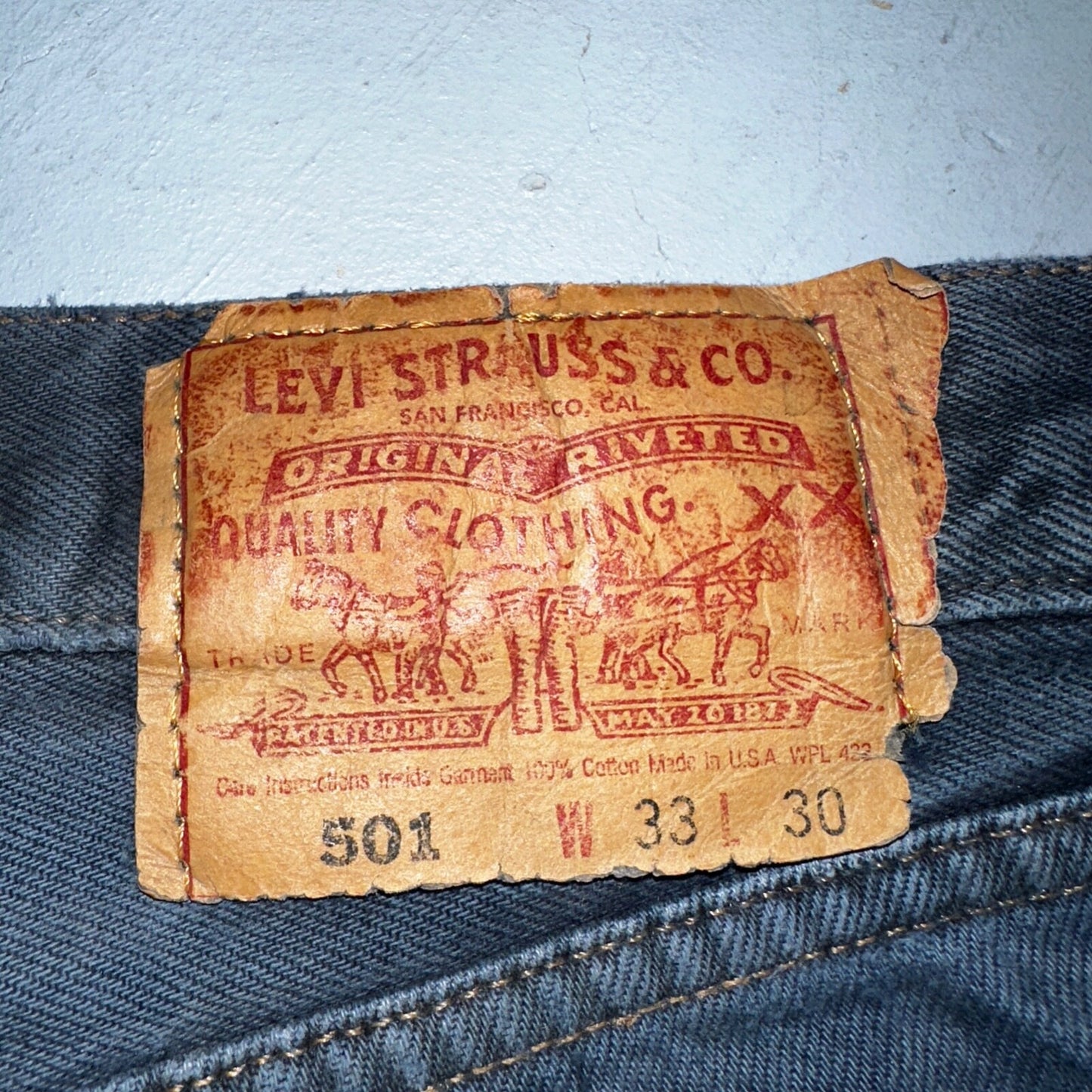 Levis 501 Vintage 90s USA XX Straight Leg Jeans Blue Overdyed 33x30 Act 32x29