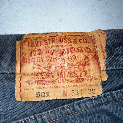 Levis 501 Vintage 90s USA XX Straight Leg Jeans Blue Overdyed 33x30 Act 32x29