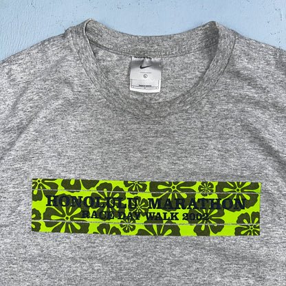 Nike Honolulu 2002 VTG T Shirt Silver Tag Marathon Running Floral Box Logo Y2K