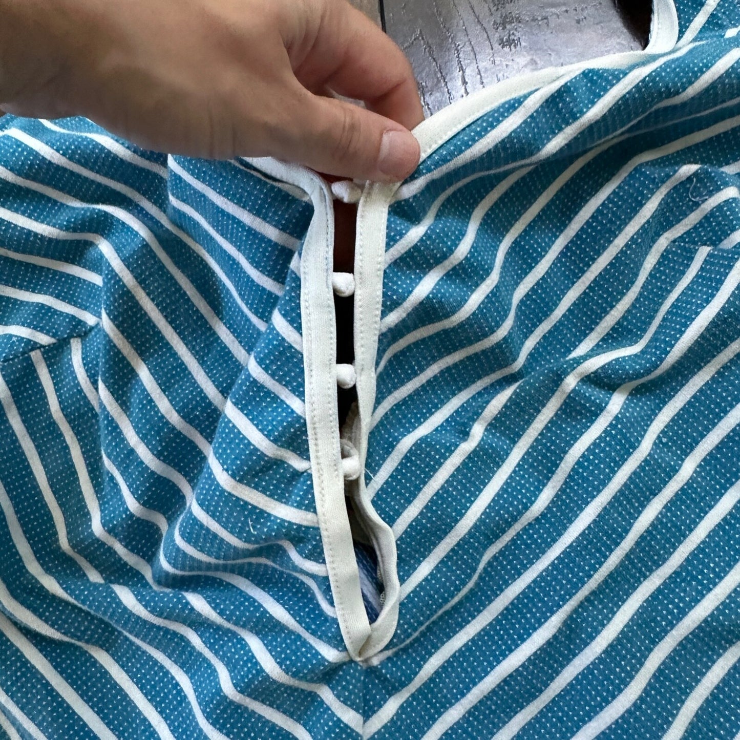 VTG 60s Bodysuit Fits Women's M Built in Bra Blue Striped Swim Rockabilly barbie