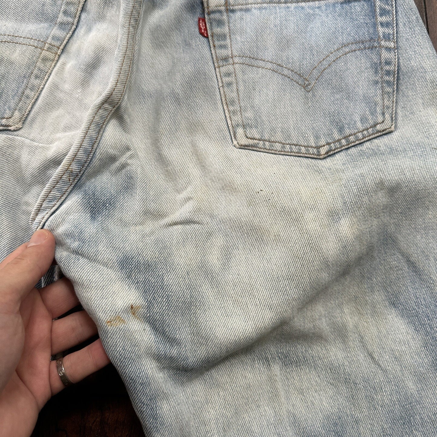 Levis Vintage 80s Redline Selvedge USA 501 XX Jeans Light Wash 32x36 Act 29x31