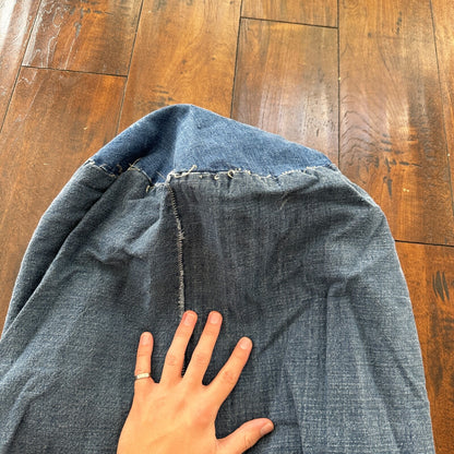 VTG WWII Indigo Denim Garment Laundry Bag Rare Military 1940s 40s 50s Thrashed