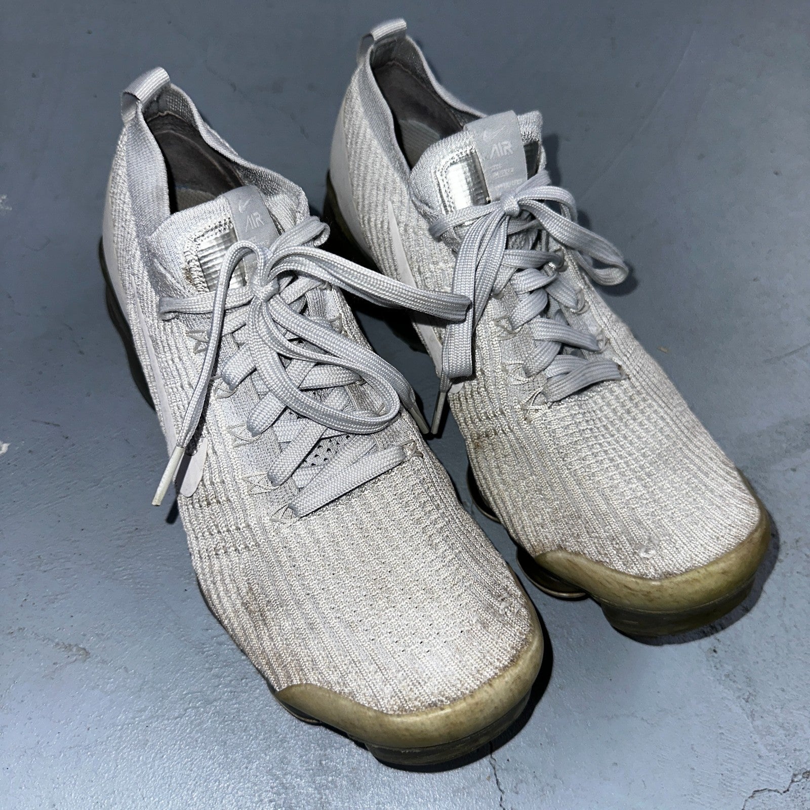 Nike Air VaporMax Flyknit 3 Pure Platinum - Mens Sz 9 - Running White Shoes