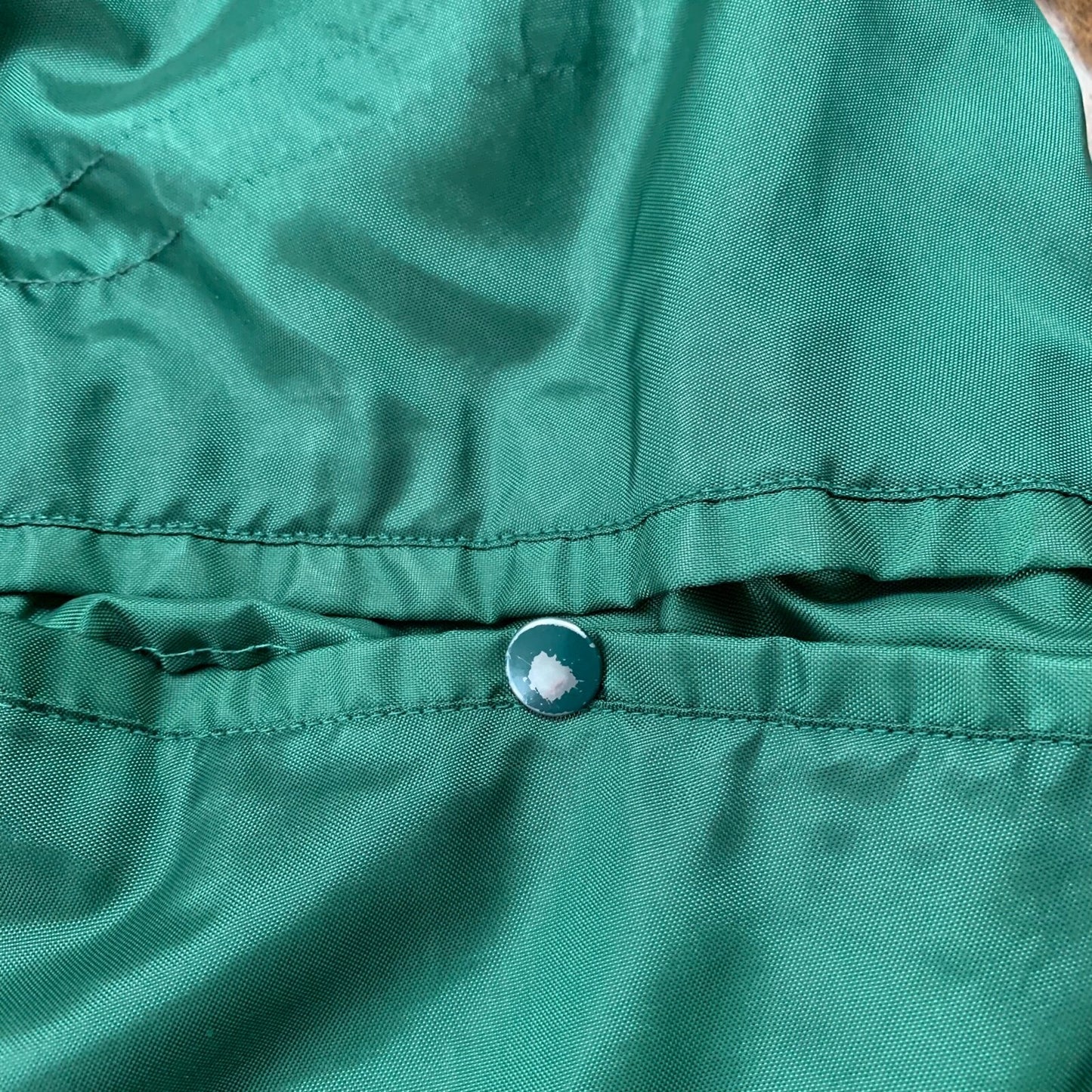 VTG West Wind Buccaneer 70s Sherpa Satin Bomber Jacket Green Broken Zip Oregon