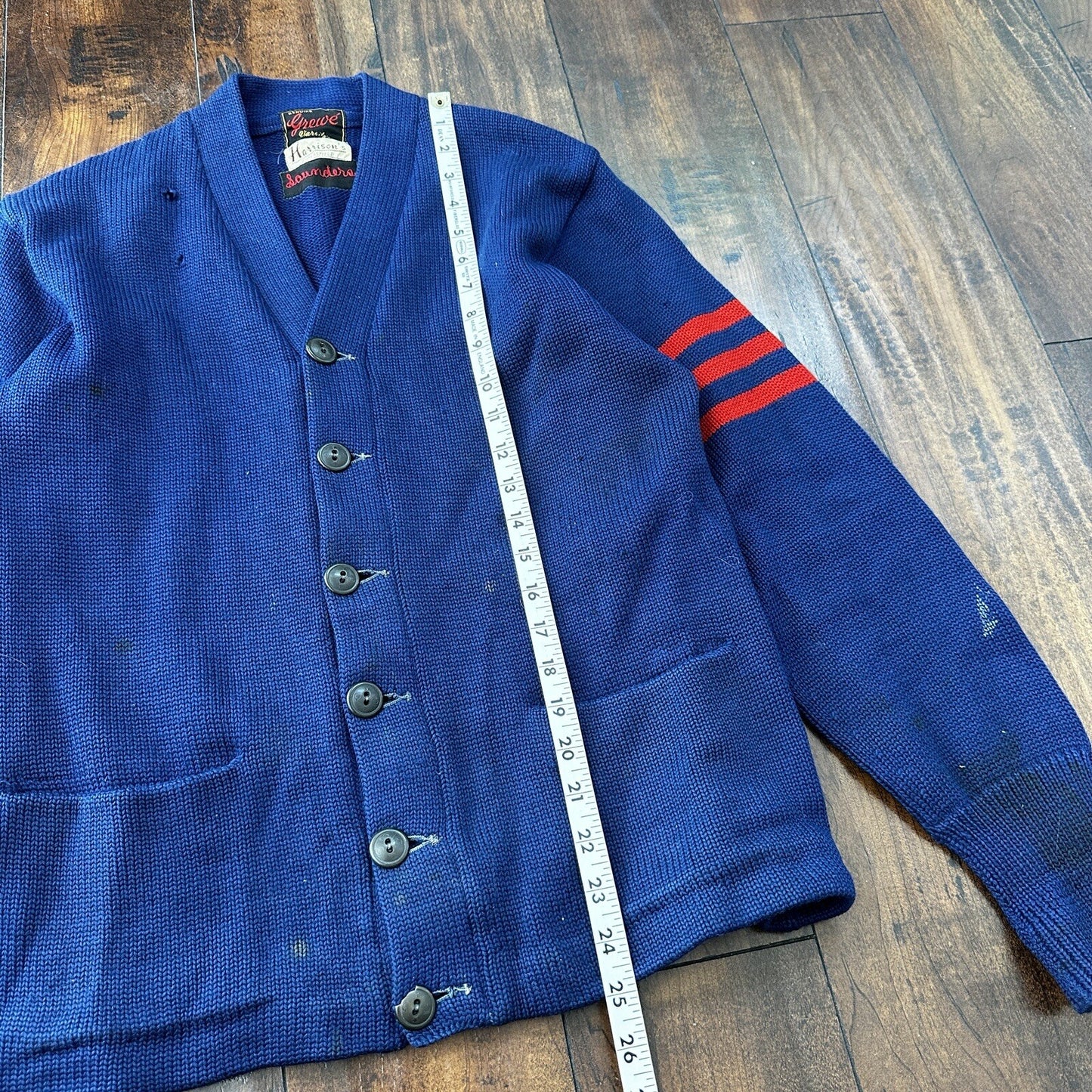 Vintage Men's Varsity Letter Sweater 50s Cardigan Grewe Sz 40 Rockabilly Wool