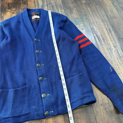 Vintage Men's Varsity Letter Sweater 50s Cardigan Grewe Sz 40 Rockabilly Wool
