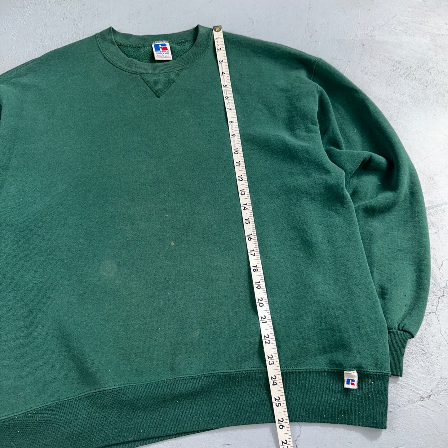 Russell Athletic USA L Sweatshirt 90s VTG Crewneck Green Basic Blank Essential