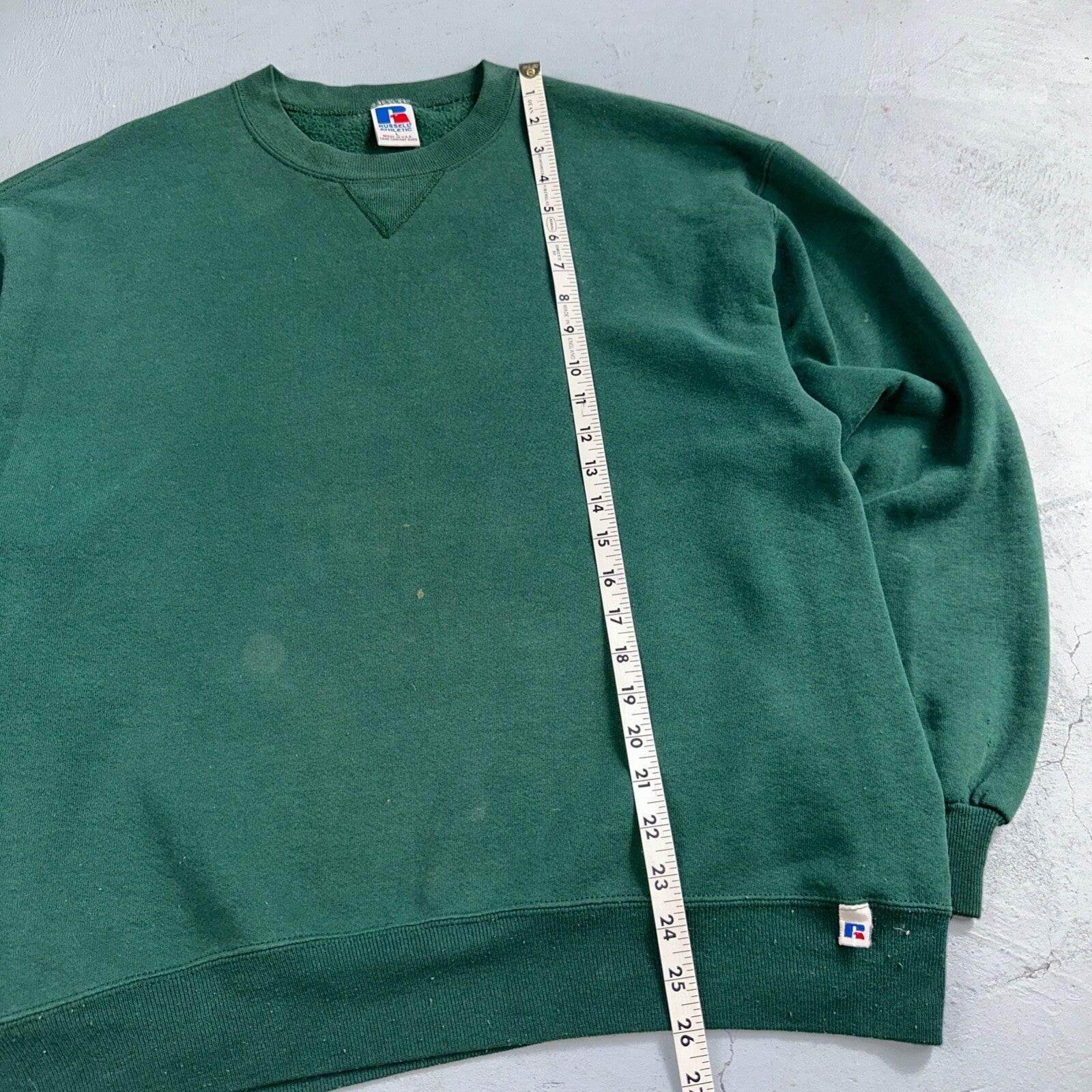 Russell Athletic USA L Sweatshirt 90s VTG Crewneck Green Basic Blank Essential