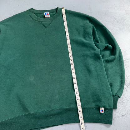 Russell Athletic USA L Sweatshirt 90s VTG Crewneck Green Basic Blank Essential