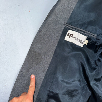 VTG Mens 2 PC Suit 44L Jacket Coat Vest Gray Levis Panatela Wool 80s