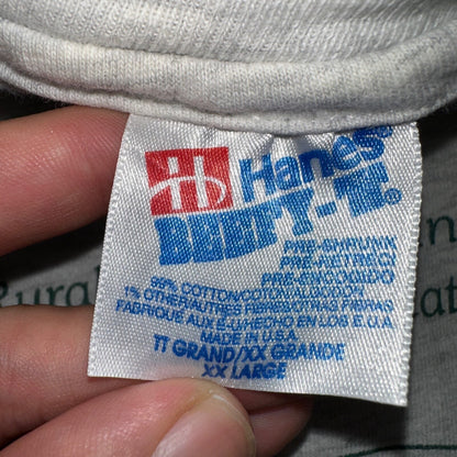 Hanes Beefy Gray Utah Park City VTG T Shirt 90s Bus Trees Forest Hiking Art