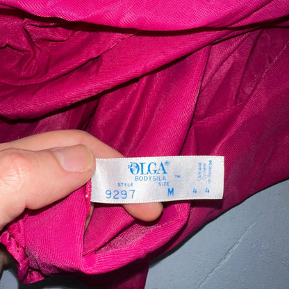 Vintage 1970s Olga Lingerie Slip Dress Sleepwear Full Sweep Nightgown Lace 70s