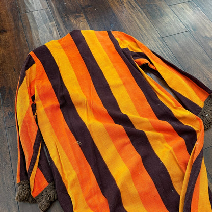 VTG 1960s Rockabilly Womens Dress Summer Skirt 60s 70s Top Orange Mexico Stripe