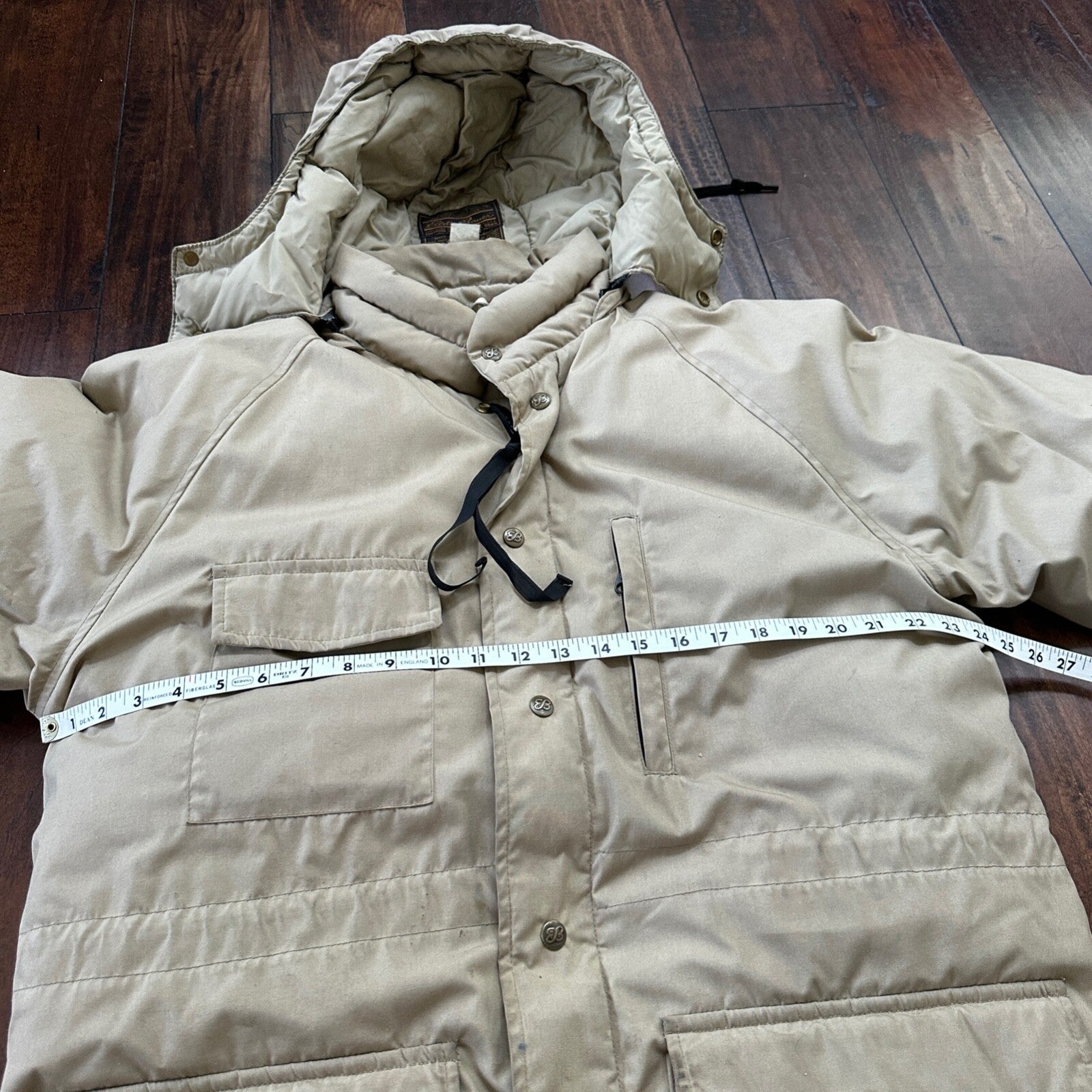 Vintage 1970s 1980s Eddie Bauer Goose Down Puffer Parka Jacket Tan Men's L 70s