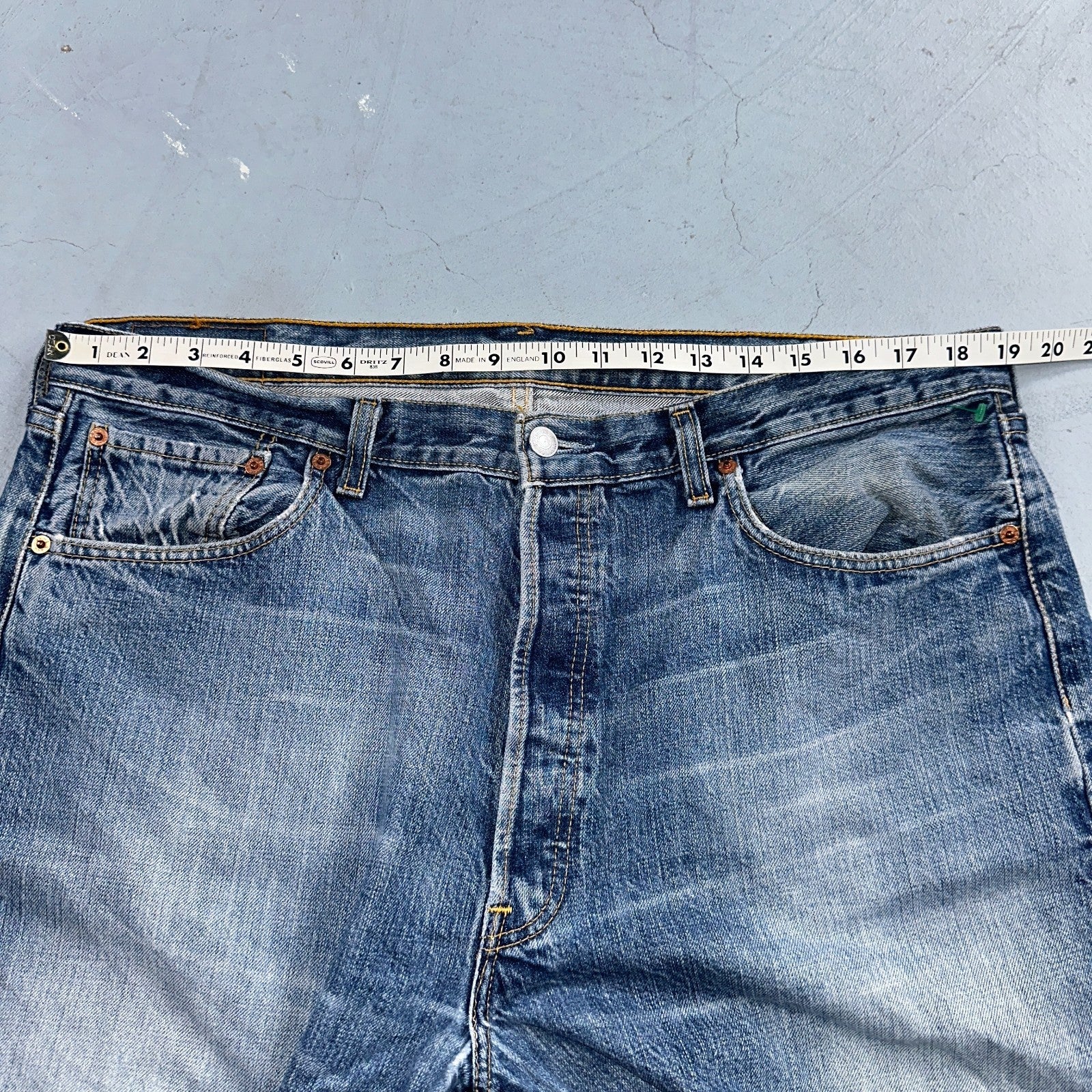 Levis 501 Vintage 90s Spain XX Straight Leg Jeans Blue Med Wash 38x34 Act 38x33