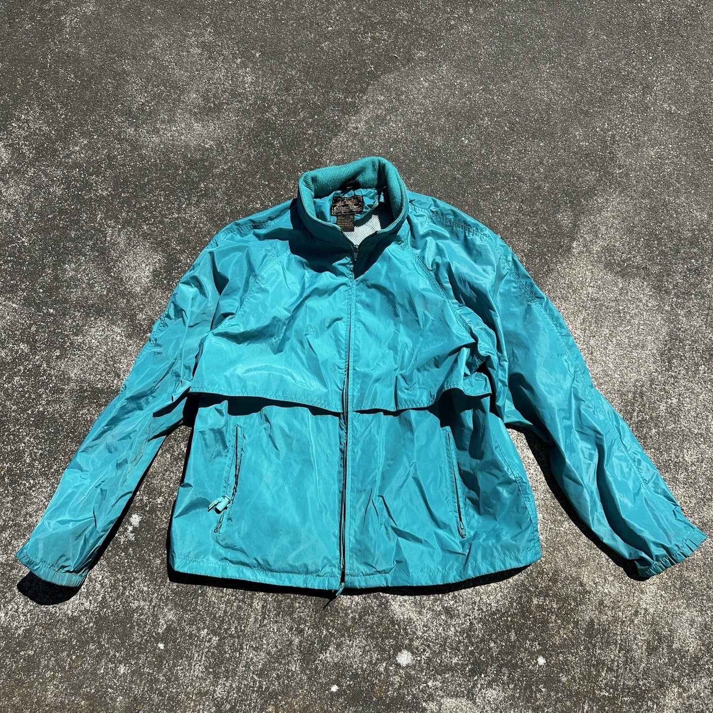 Eddie Bauer XL Blue Rain Jacket Mens Full Zip Outdoor Hike Vintage 1990s 90s