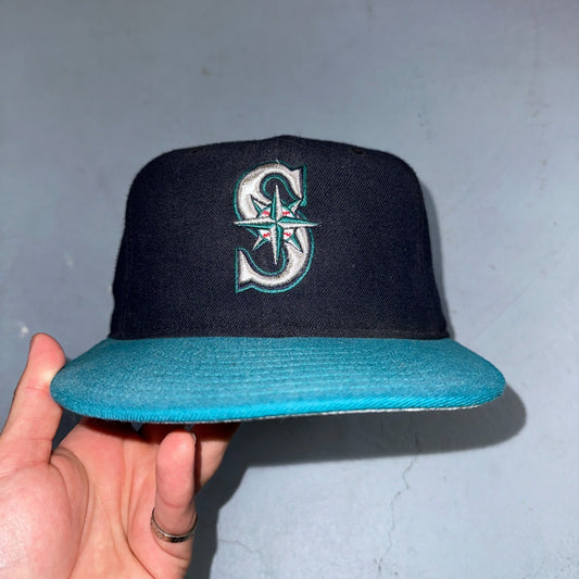 Vintage Seattle Mariners New Era 59Fifty Pro Model Fitted 7 3/8 Hat Wool MLB