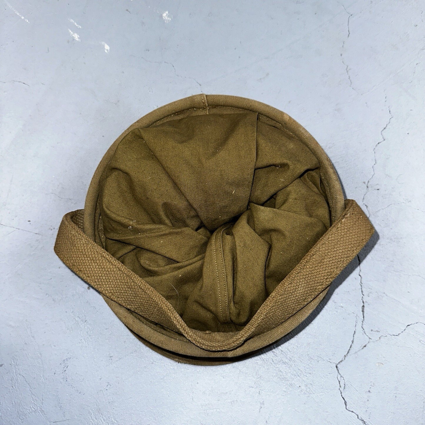 WWII US Army Cavalry Collapsable Folding Canvas Jeep Water Bucket 1943 40s Bag