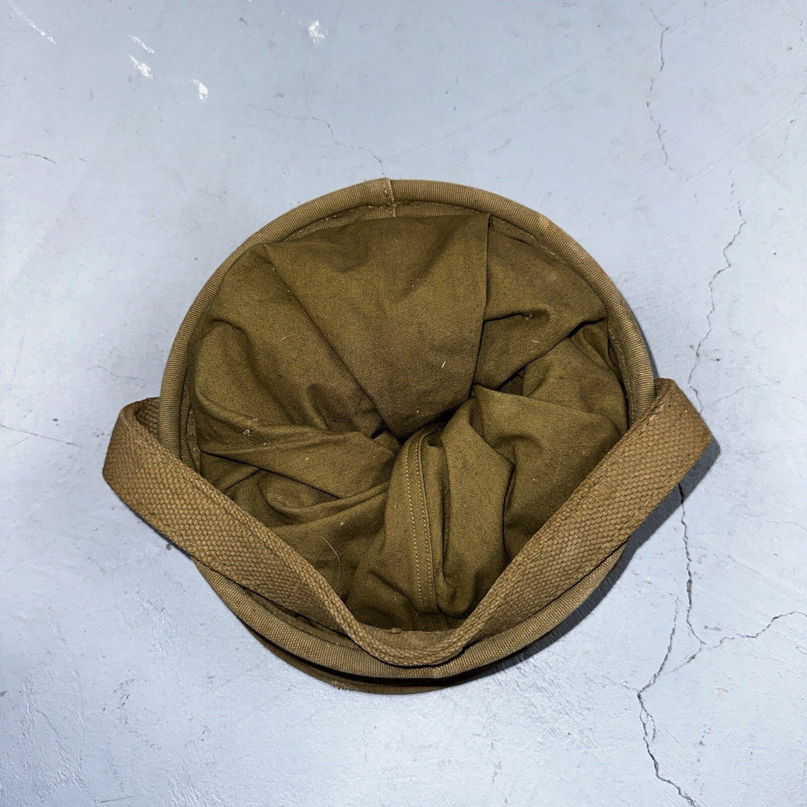 WWII US Army Cavalry Collapsable Folding Canvas Jeep Water Bucket 1943 40s Bag