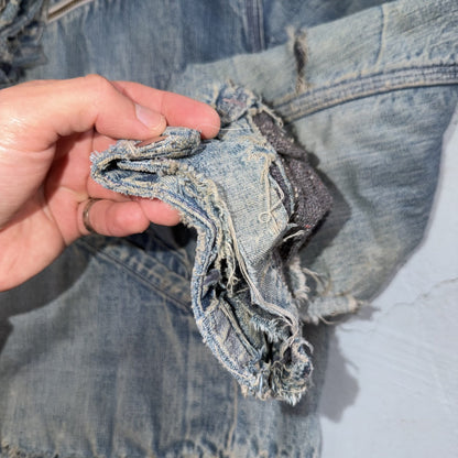 Vintage 50s 60s Hercules Blanket Lined Denim Bomber Jacket USA Coat Thrashed
