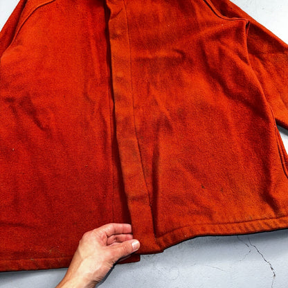 Vintage 60s 70s Wool Delivery Workwear Jacket M Rockabilly Burnt Orange Red