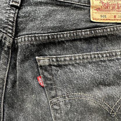 Vintage Levis 501 Button Fly 90s Tag Jeans Black Gray 80s 38x34 Act 35x32