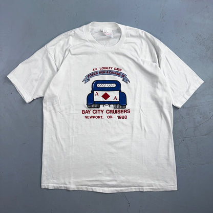 Poker Run Newport Oregon VTG T Shirt 1988 80s Cars Ace Diamond Gamble Cars Cool