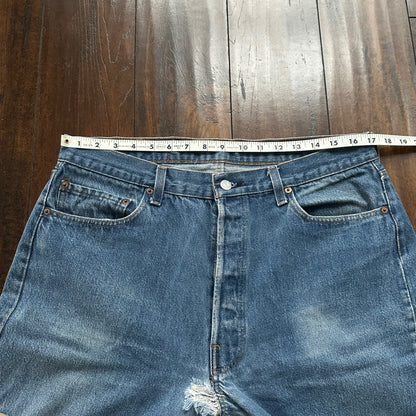 Vintage 80s Levis 501 36x34 USA Blue Jeans 90s Act 34x32 Med Wash
