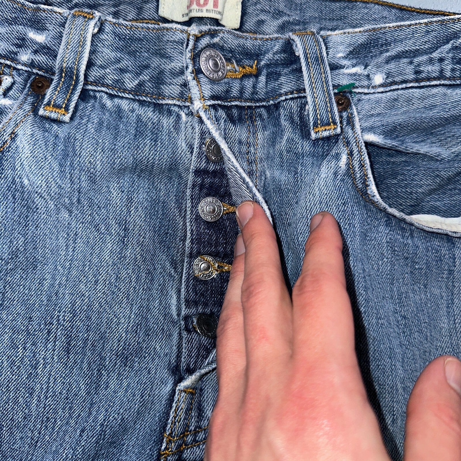 Levis 501 Vintage Y2K XX Straight Leg Jeans Blue Light Wash 33x30 Act 31x29